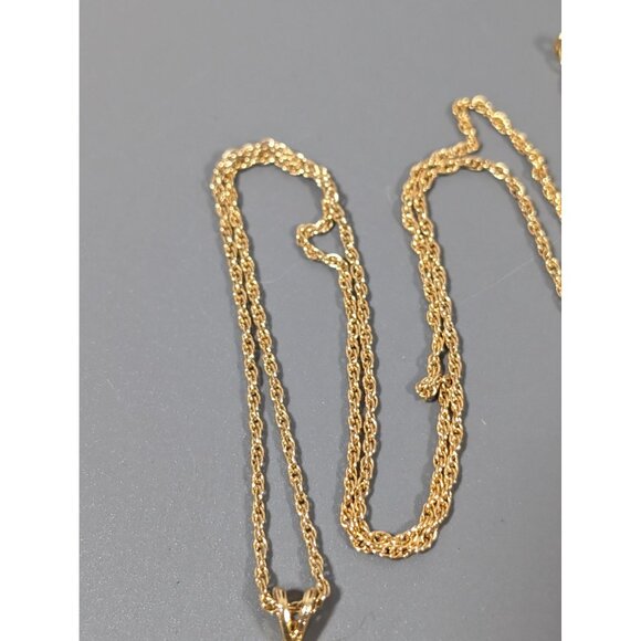 Vintage Avon Faux Tigers Eye Cabochon Pendant Necklace Gold Tone 18" - Picture 5 of 10